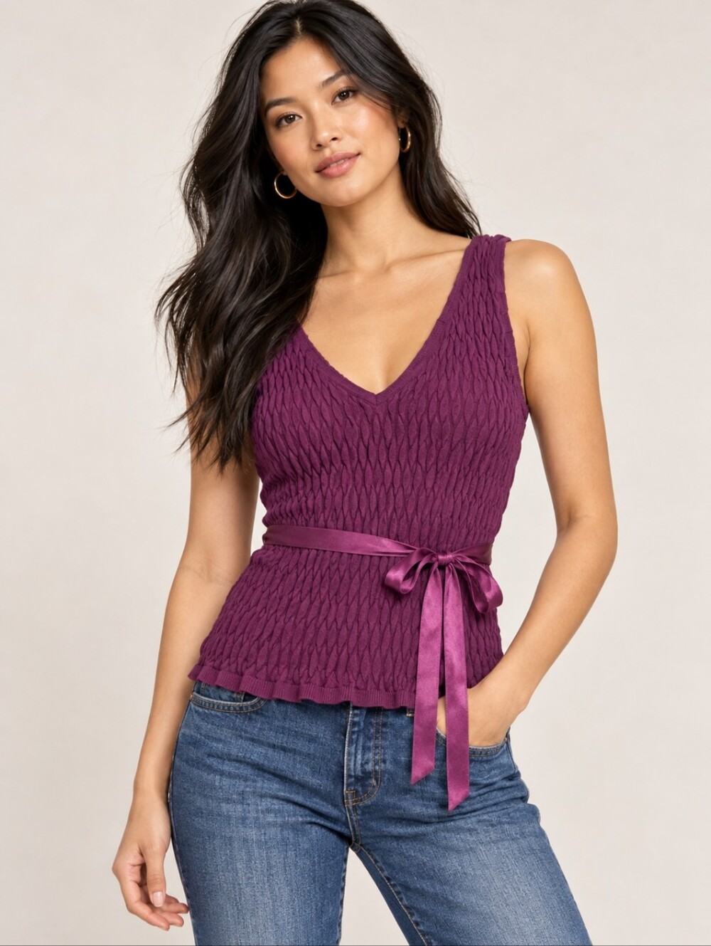 ❤️ MODA INTERNATIONAL VINTAGE VICTORIA'S SECRET SMOCKED SLEEVELESS V-NECK TOP XS